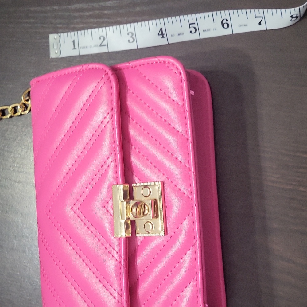 Pink Quilted Chain Cross Body Shoulder Bag - Picture 6 of 6
